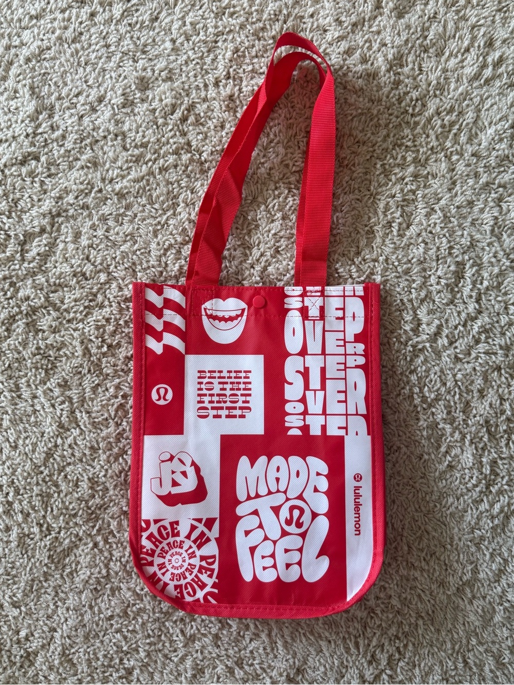 lululemon athletica Red and White Graphic Small Tote